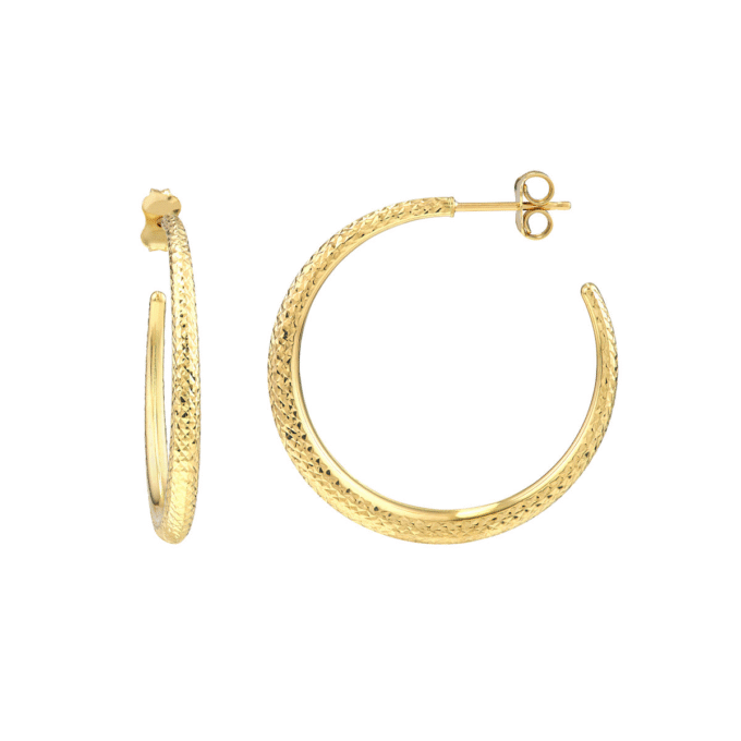 14K Yellow Gold Dangle Open Hoop Earrings