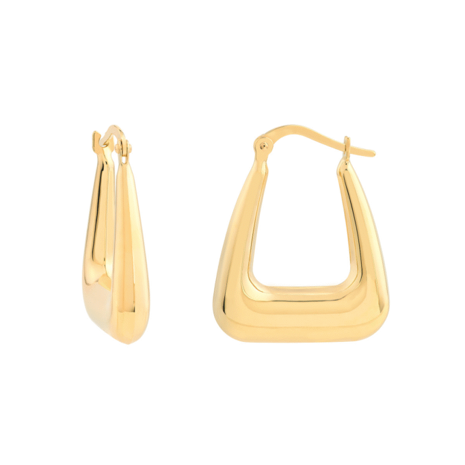 14K Yellow Gold Graduated Square Hoop Earrings