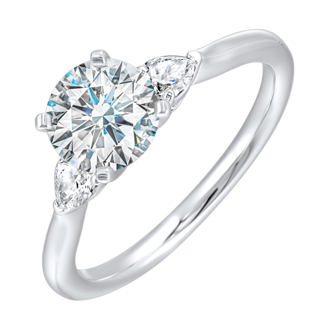 3 Stone Semi Mounting Engagement Ring with 1/3ctw Round CZ in 14k White Gold