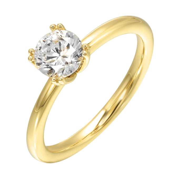 14K Yellow Gold Tulip Head Semi Mounting Engagement Ring for 1ct Round Center Diamond