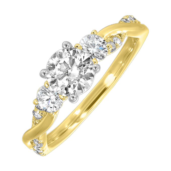 Twist Band Engagement Ring with 1.20ctw Round Diamonds in 14k Yellow Gold