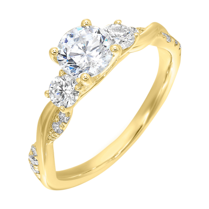 Twist Band Engagement Ring with 1.55ctw Round Lab-Grown Diamonds in 14k Yellow Gold