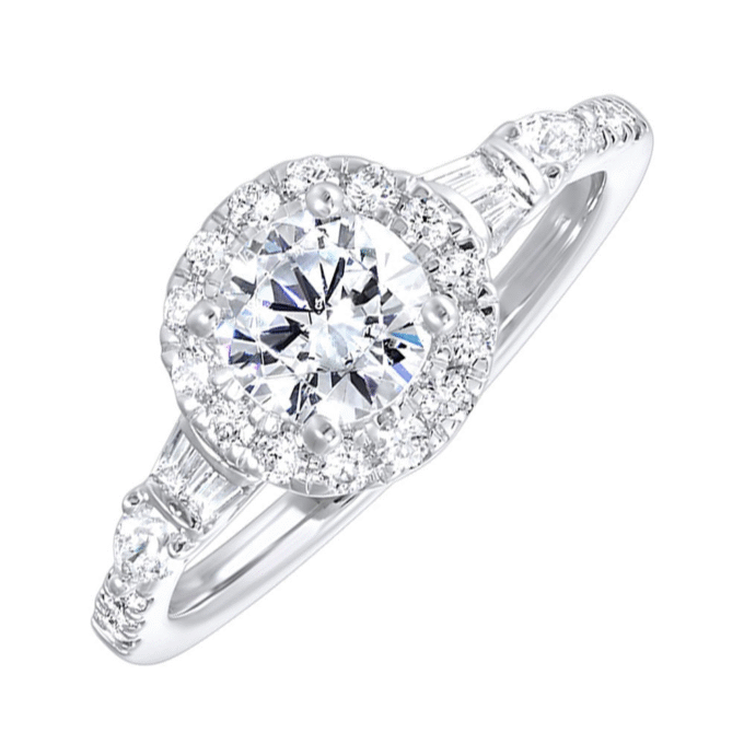 Halo Engagement Ring with 1.04ctw Round Lab-Grown Diamonds in 14k White Gold