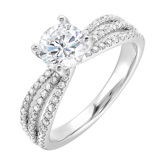 Semi-Mount Engagement Ring with 1/3ctw Round Diamonds in 14k White Gold