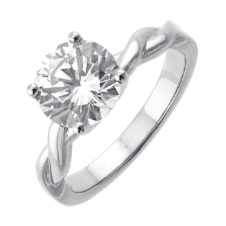 Hidden Halo Twisted Shank Engagement Ring with CZ Center in 14k White Gold