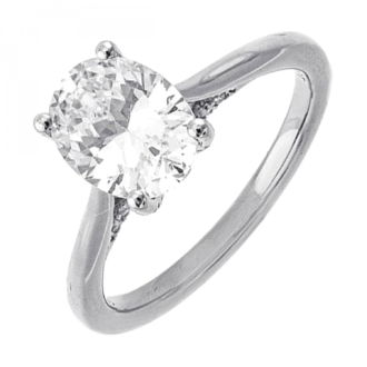 14K White Gold Semi Mounting Engagement Ring with .20ctw Round Diamonds and CZ Center