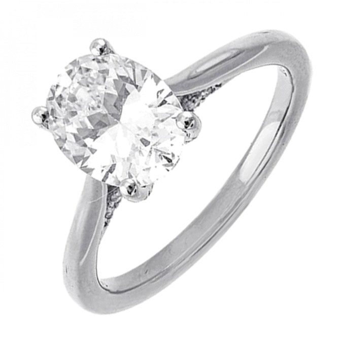 14K White Gold Semi Mounting Engagement Ring with .20ctw Round Diamonds and CZ Center