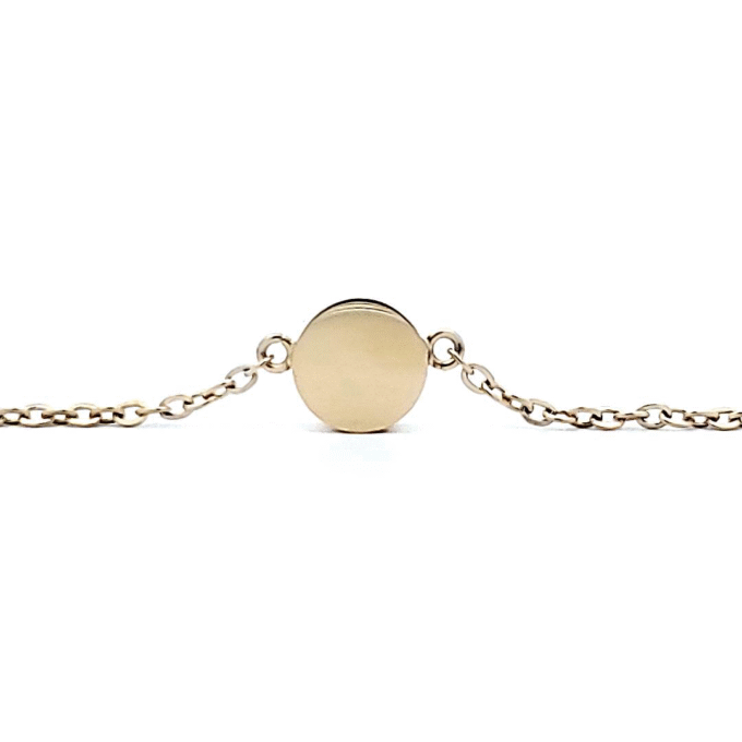 Yellow Stainless Steel Round Shape Cable Link Cremation Bracelet 7.25"