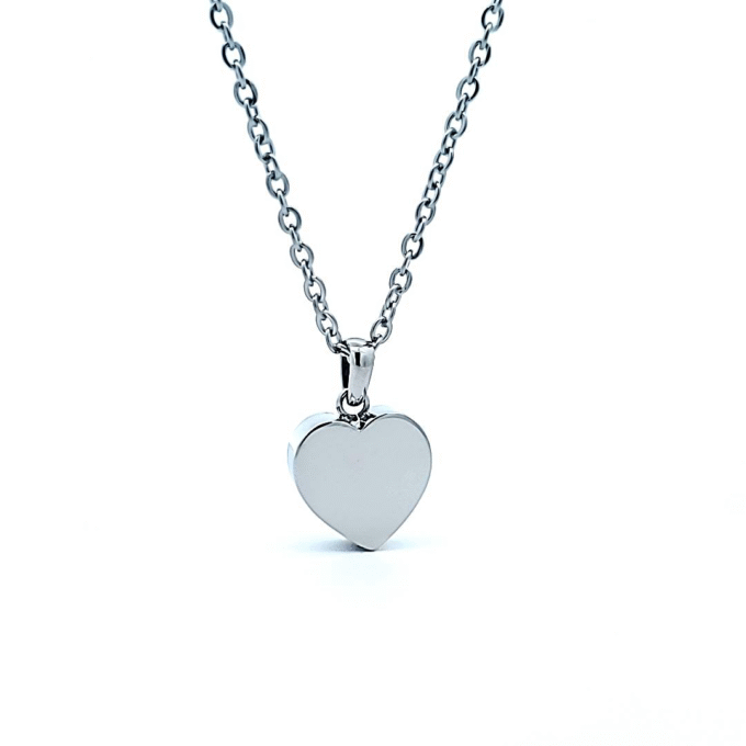 Stainless Steel Heart-Shaped Cremation Necklace with 18" Chain