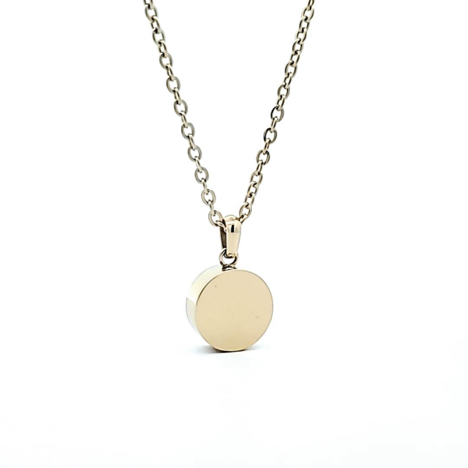 Yellow Gold Round Shaped Cremation Necklace, 18" Length