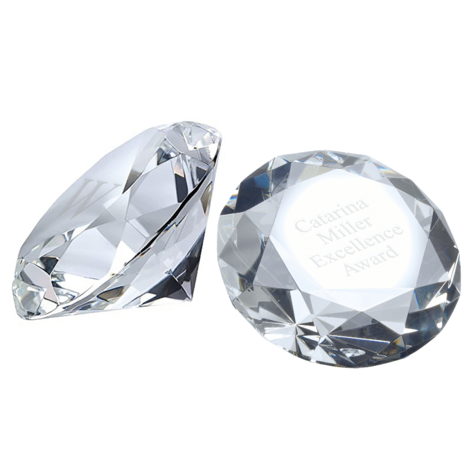 Crystal Diamond Paperweight Award with Custom Engraving Included