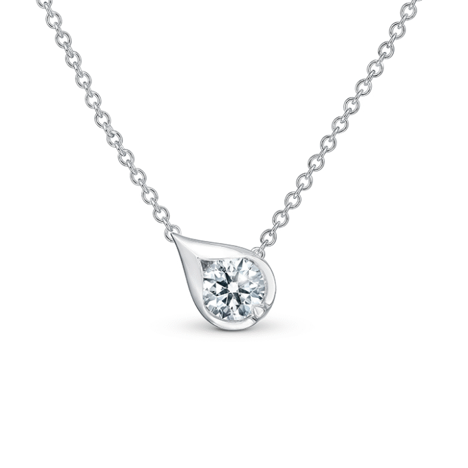 Hearts on Fire LU Droplet Pendant with .50ctw Round Diamonds in 18k White Gold