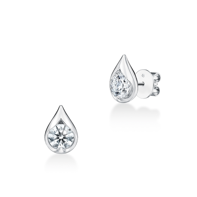 Hearts on Fire Lu Droplet Diamond Stud Earrings with .64ctw in 18k White Gold