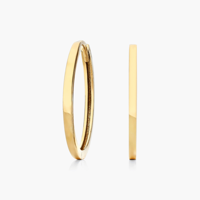 Yellow Gold Plated Square Tube Hoop Earrings