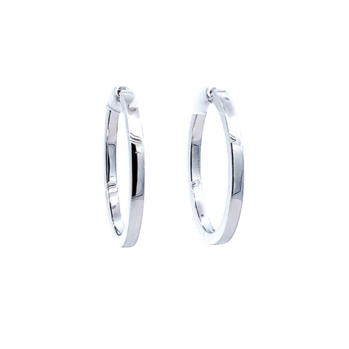 Medium Square Tube Hoop Earrings in Sterling Silver