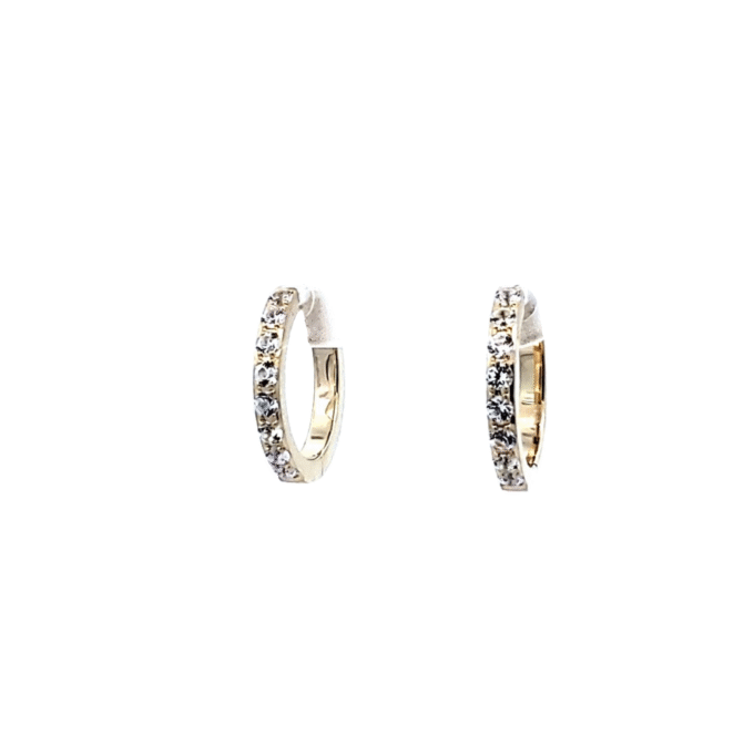 Breuning White Sapphire Huggie Hoop Earrings in Yellow Gold-Fill