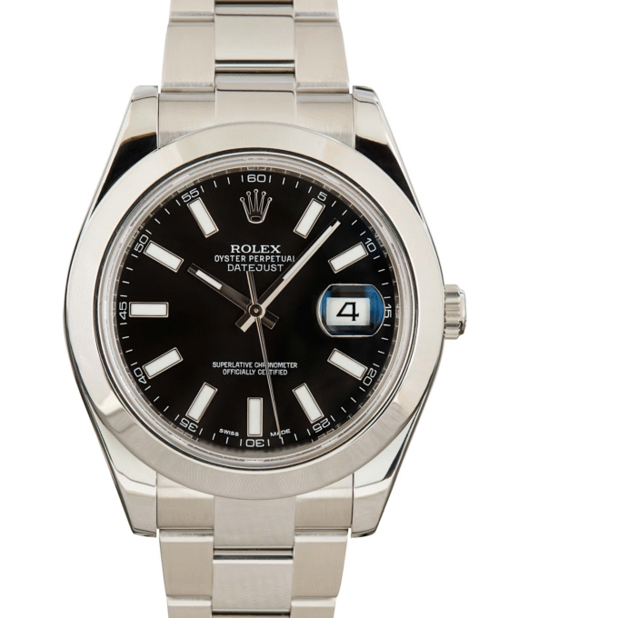 Men's Preowned Rolex Datejust II 41mm Black Dial Wristwatch