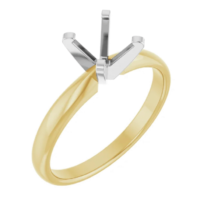 Four Prong Semi Mounting Engagement Ring in 14k Two-Tone Gold