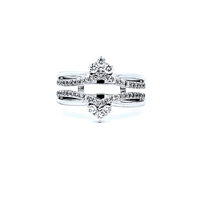Crown Style Jacket Ring with 3/8ctw Round Diamonds in 14k White Gold