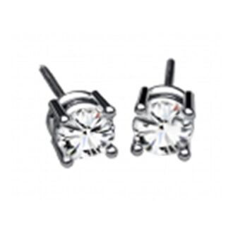 14K White Gold Stud Earrings Round Diamond 1/5 Ctw