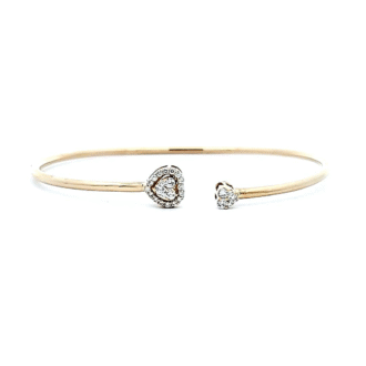 14K Yellow Gold Halo Heart Bangle Bracelet with .25 CTW Diamonds