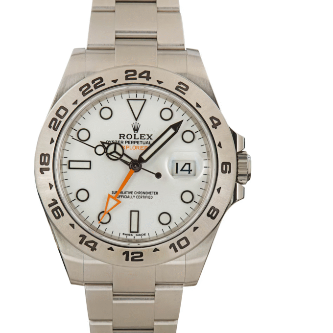 Men's Preowned Rolex Explorer II with White Dial and Oyster Bracelet