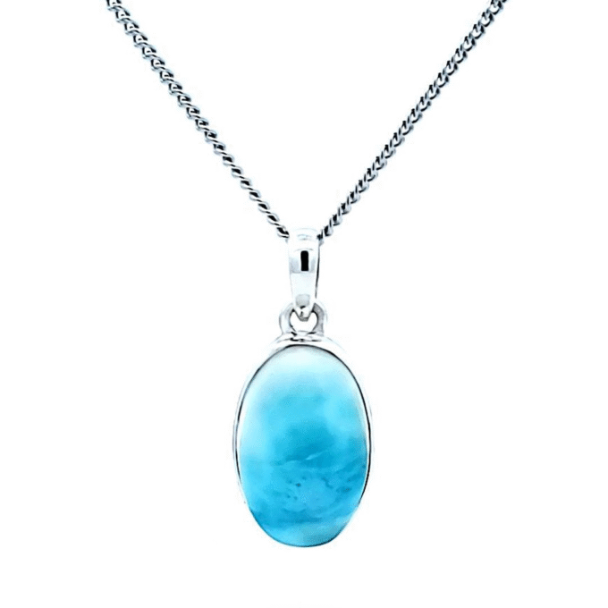 Larimar Oval Drop Necklace in Sterling Silver