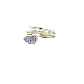 Teardrop Bypass Fashion Ring with .09ctw Round Diamonds in 14k Yellow Gold
