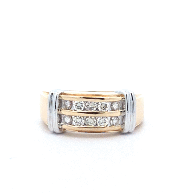 Pre-Owned 14K Two-Tone Men's Ring with 0.50CTW Channel Set Diamonds