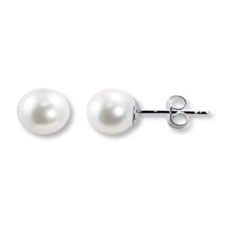 Cultured Pearls 6-6.5mm Stud Earring 14k White Gold