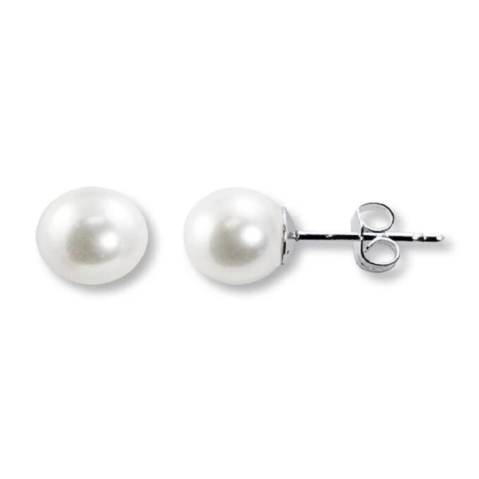 Cultured Pearls 6-6.5mm Stud Earring 14k White Gold