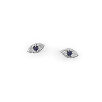 Evil Eye Stud Earrings in Sterling Silver