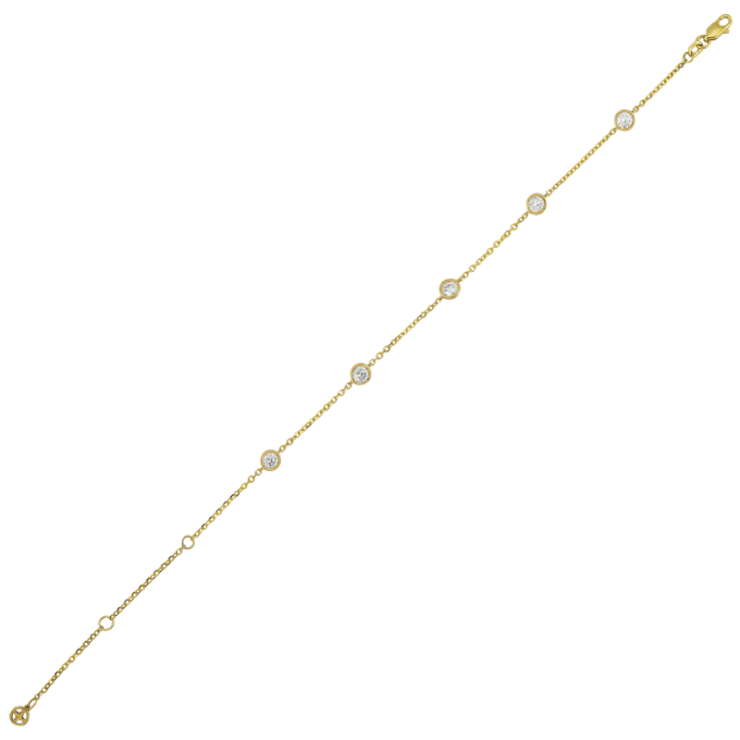Bezel Set Diamond Station Bracelet with 1.00ctw in 14k Yellow Gold