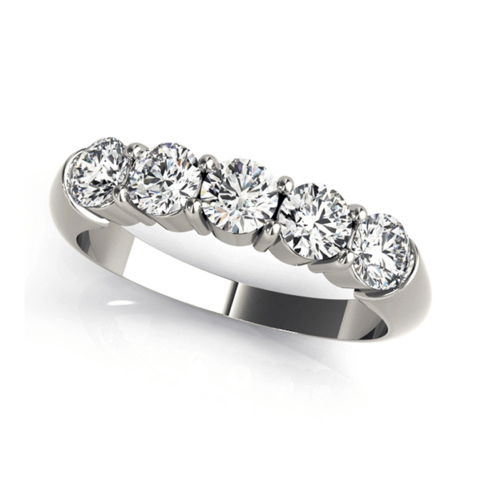 5 Stone Band with 2.00ctw Round Lab Grown Diamonds in 14k White Gold