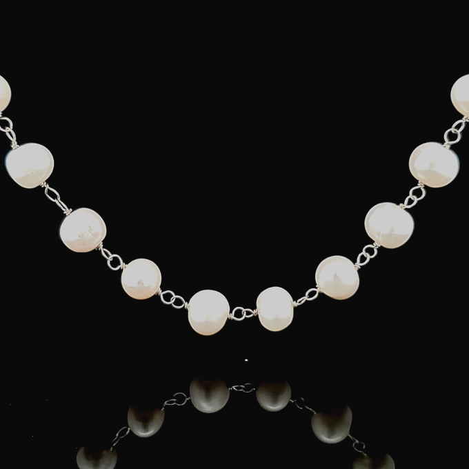 40" Sterling Silver Necklace with 8mm Freshwater Pearls