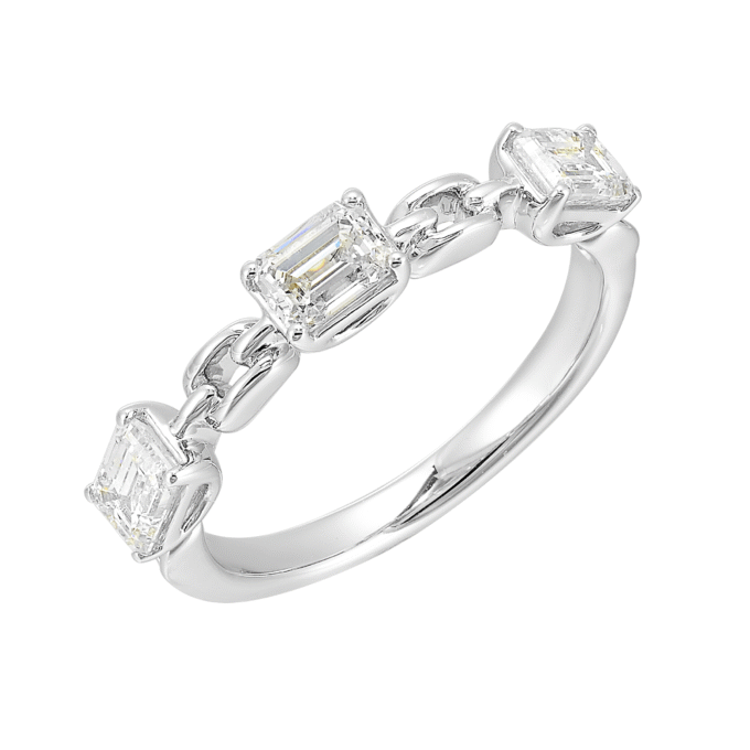 Open Link Fashion Ring with 1ctw Round Lab-Grown Diamonds in 14k White Gold