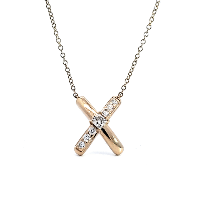 "X" Diamond Pendant with .25ctw Round Lab Grown Diamonds in 14k Yellow Gold