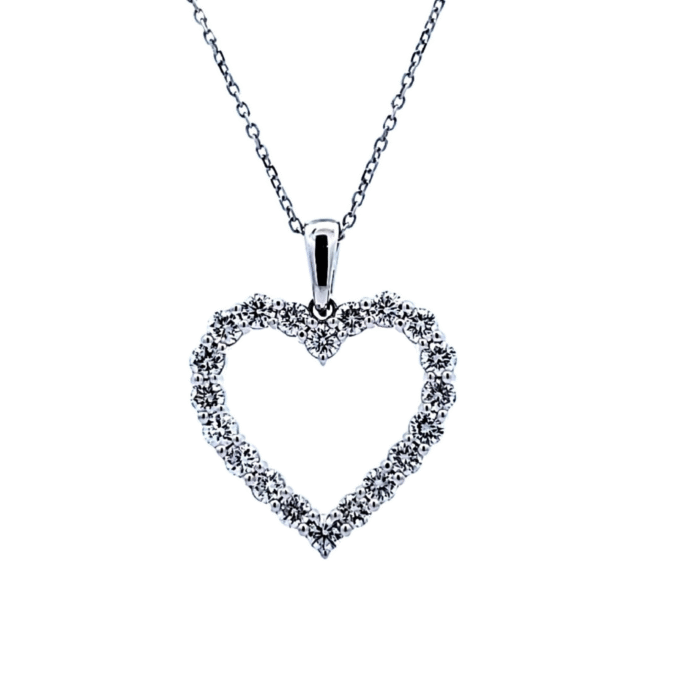 Heart Pendant Necklace with 1.00ctw Round Lab Grown Diamonds in 14k White Gold