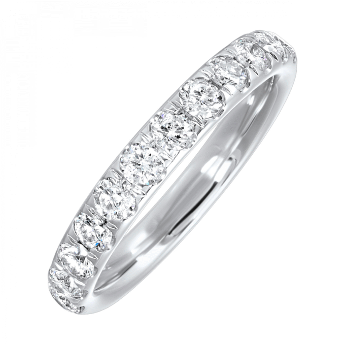 Prong Set Wedding Band with .50ctw Round Diamonds in 14k White Gold
