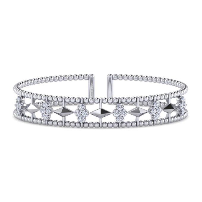 Gabriel Bujukan Spike Bracelet with .61ctw Round Diamonds in 14k White Gold