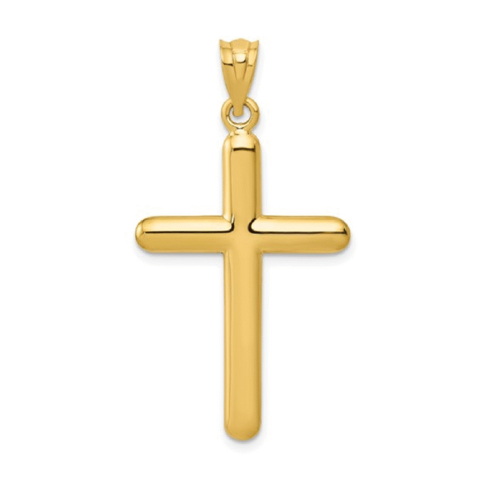 Elegant 14K Yellow Gold Poli Cross Pendant, a Timeless Piece