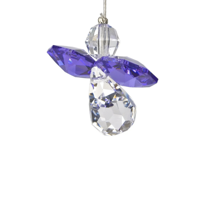 This enchanting February Guardian Angel figurine, crafted from radiant crystal, embodies the protective spirit of those born in this month. Adorned with amethyst hues, symbolizing peace and clarity, this exquisite piece makes a perfect heartfelt gift or unique keepsake. Ideal for celebrating love and friendship, it adds