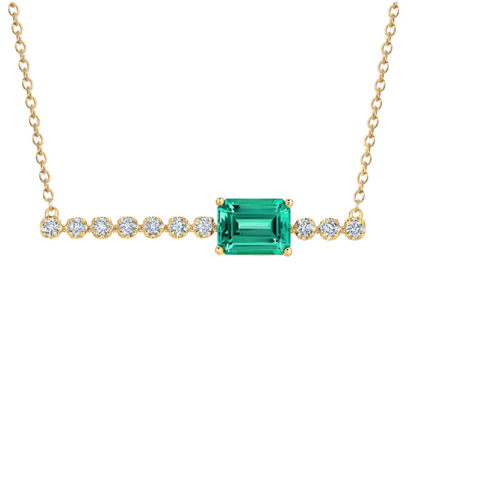 Horizontal Bar Necklace with .27ctw Round Lab Grown Diamonds in 14k Yellow Gold