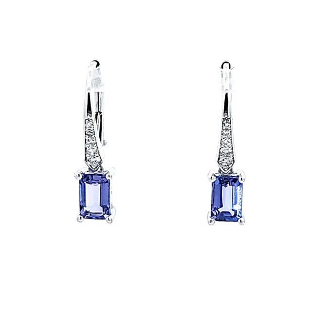 Elegant 14K White Gold Leverback Earrings with .13CTW Tanzanite