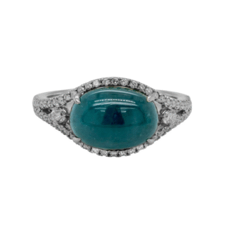 Domed Fashion Ring with Grandidierite and .38ctw Round Diamonds in 14k White Gold