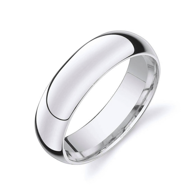 10K White Gold 5mm Standard Half Round Comfort Fit Band