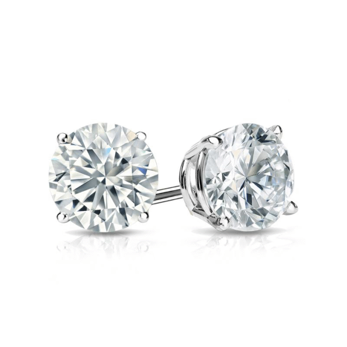 4 Prong Stud Earrings with .50ctw Round Lab Grown Diamonds in 14k White Gold