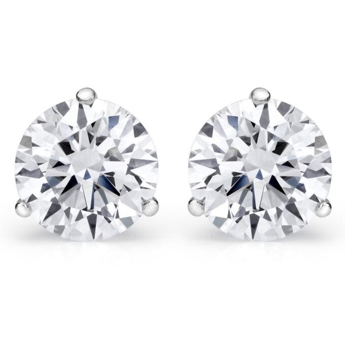 Classic Stud Earrings with 1ctw Round Lab Grown Diamonds in 14k White Gold