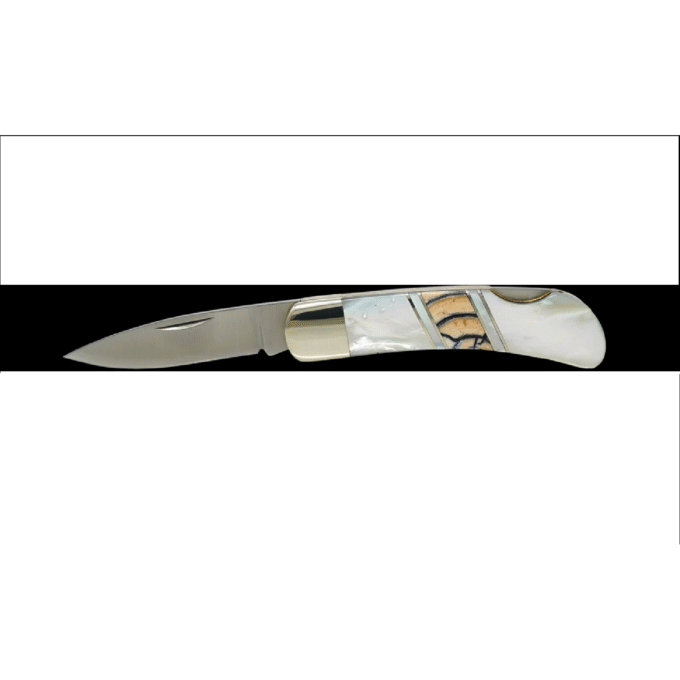 3" Lock Back Pocket Knife with Mammoth Tusk and Mother of Pearl Inlay
