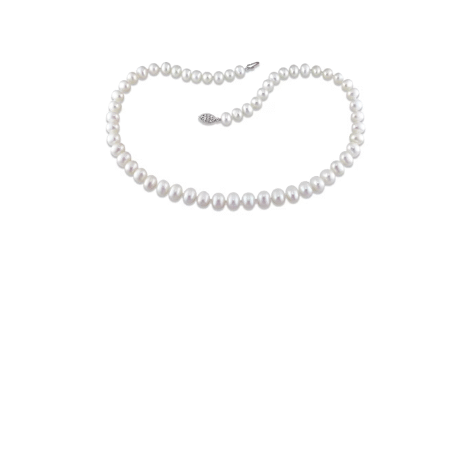 14" Pearl Choker Necklace with 2" Extender in Sterling Silver